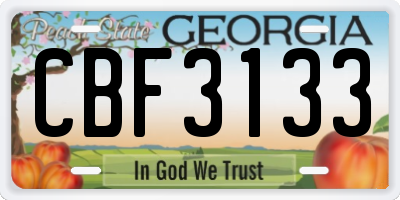 GA license plate CBF3133