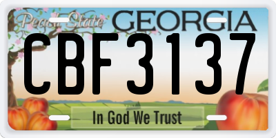GA license plate CBF3137