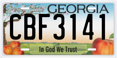 GA license plate CBF3141