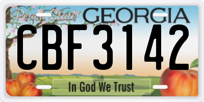 GA license plate CBF3142