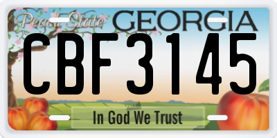 GA license plate CBF3145