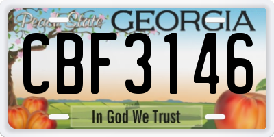 GA license plate CBF3146