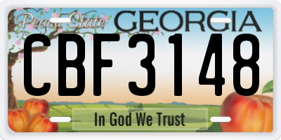 GA license plate CBF3148