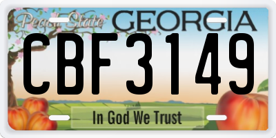 GA license plate CBF3149
