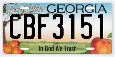 GA license plate CBF3151