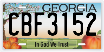 GA license plate CBF3152