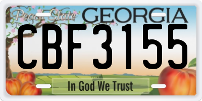 GA license plate CBF3155