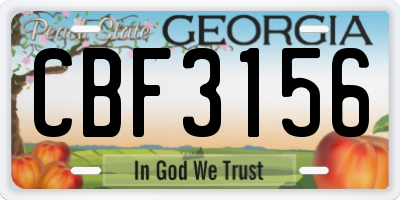 GA license plate CBF3156