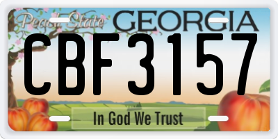 GA license plate CBF3157