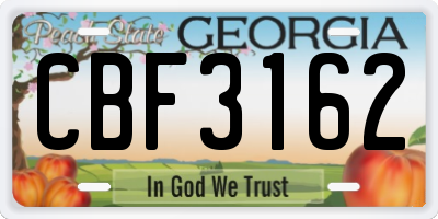GA license plate CBF3162