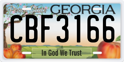 GA license plate CBF3166