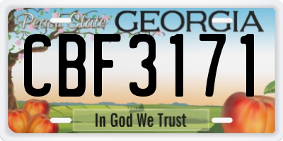 GA license plate CBF3171