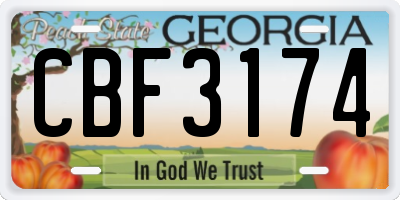 GA license plate CBF3174