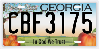 GA license plate CBF3175