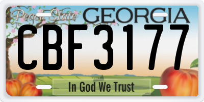 GA license plate CBF3177