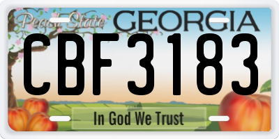 GA license plate CBF3183