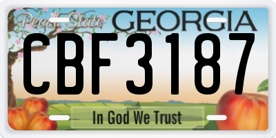 GA license plate CBF3187