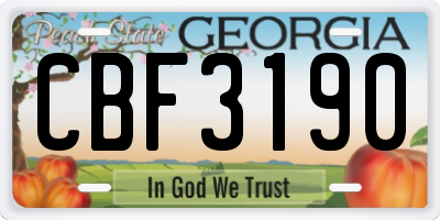 GA license plate CBF3190