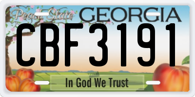 GA license plate CBF3191