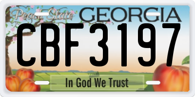 GA license plate CBF3197