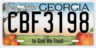GA license plate CBF3198