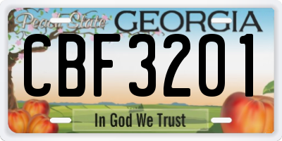 GA license plate CBF3201