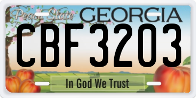 GA license plate CBF3203