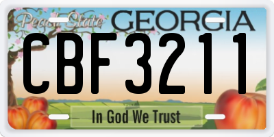 GA license plate CBF3211