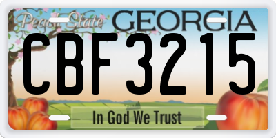 GA license plate CBF3215