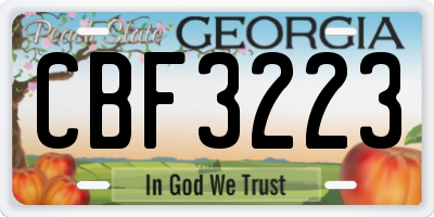 GA license plate CBF3223
