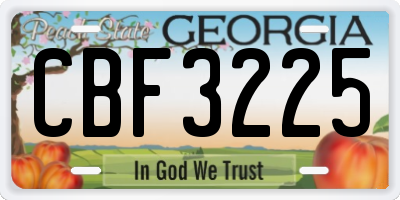GA license plate CBF3225