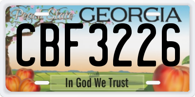 GA license plate CBF3226