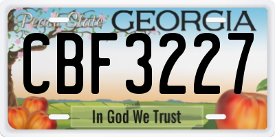 GA license plate CBF3227