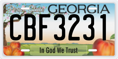 GA license plate CBF3231