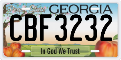 GA license plate CBF3232