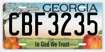 GA license plate CBF3235