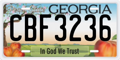 GA license plate CBF3236