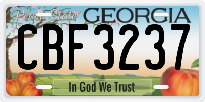 GA license plate CBF3237