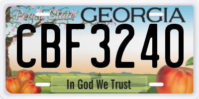 GA license plate CBF3240