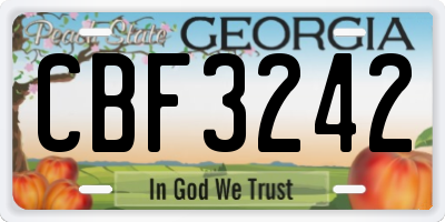 GA license plate CBF3242