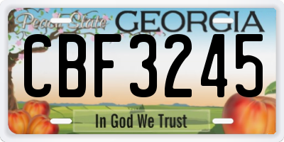 GA license plate CBF3245