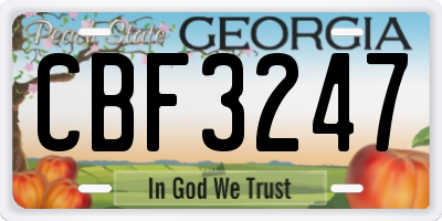 GA license plate CBF3247