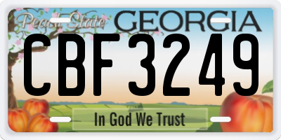 GA license plate CBF3249