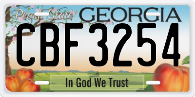 GA license plate CBF3254