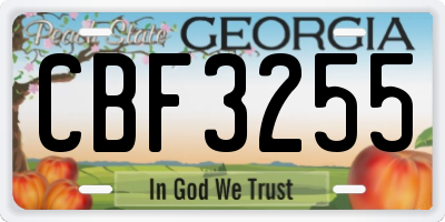 GA license plate CBF3255