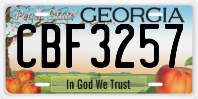 GA license plate CBF3257