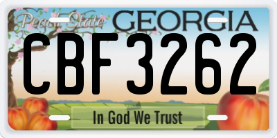 GA license plate CBF3262