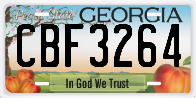 GA license plate CBF3264