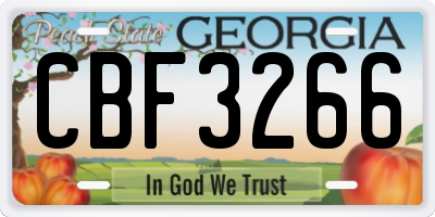 GA license plate CBF3266