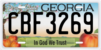 GA license plate CBF3269